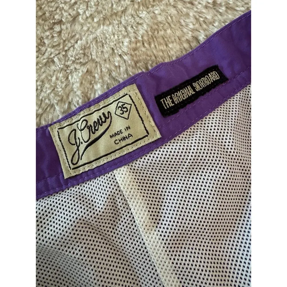 J. Crew The Original Shortboard Swim Trunks Men’s Size 35 Purple Mesh Lined